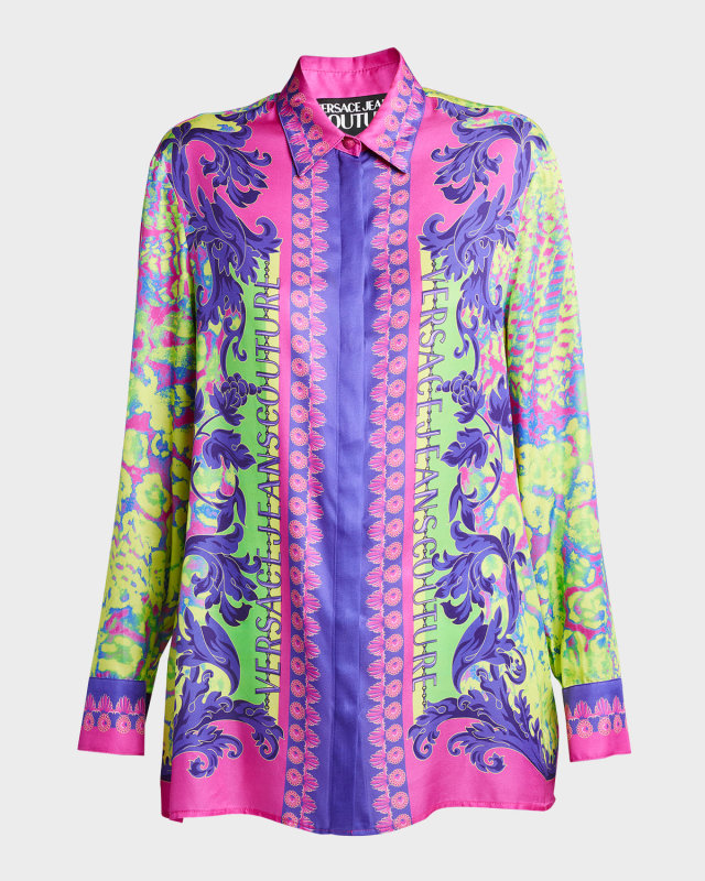 Abstract Print Button-Front Shirt